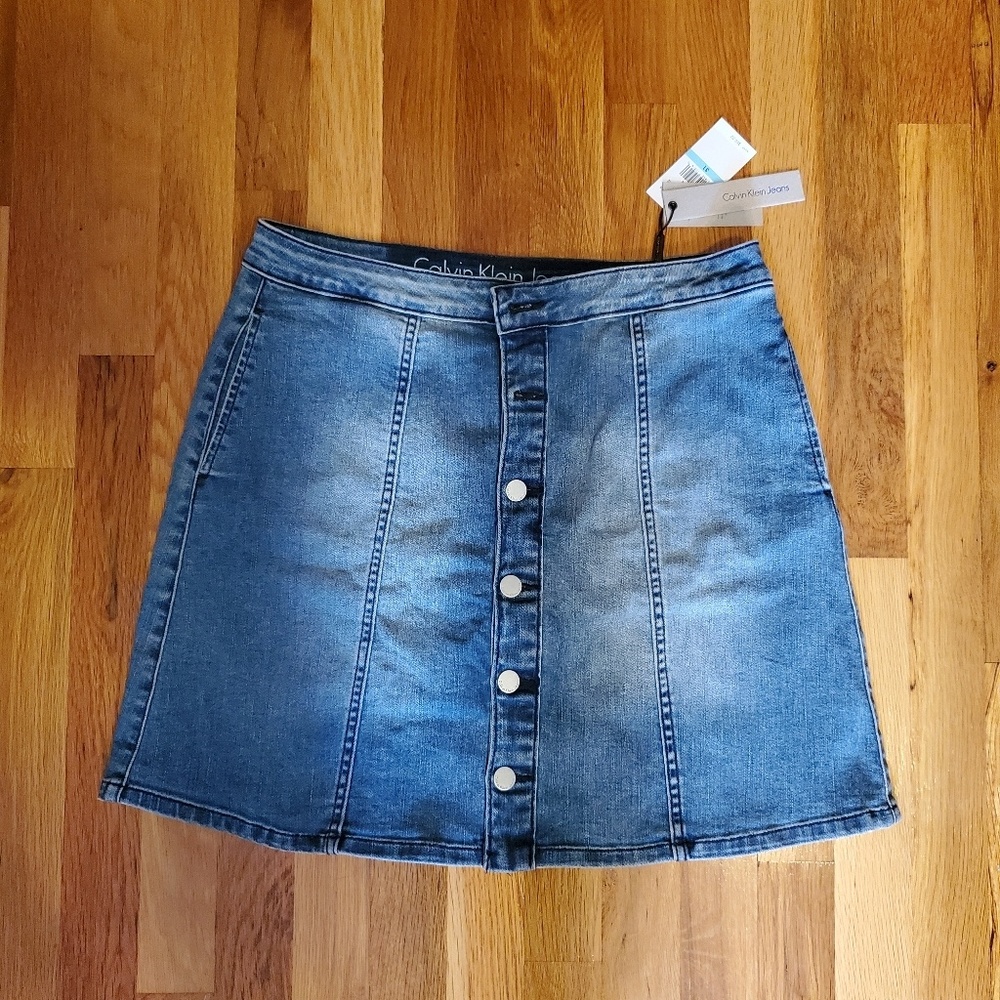 NWT calvin klein button up jean skirt - Picture 1 of 5